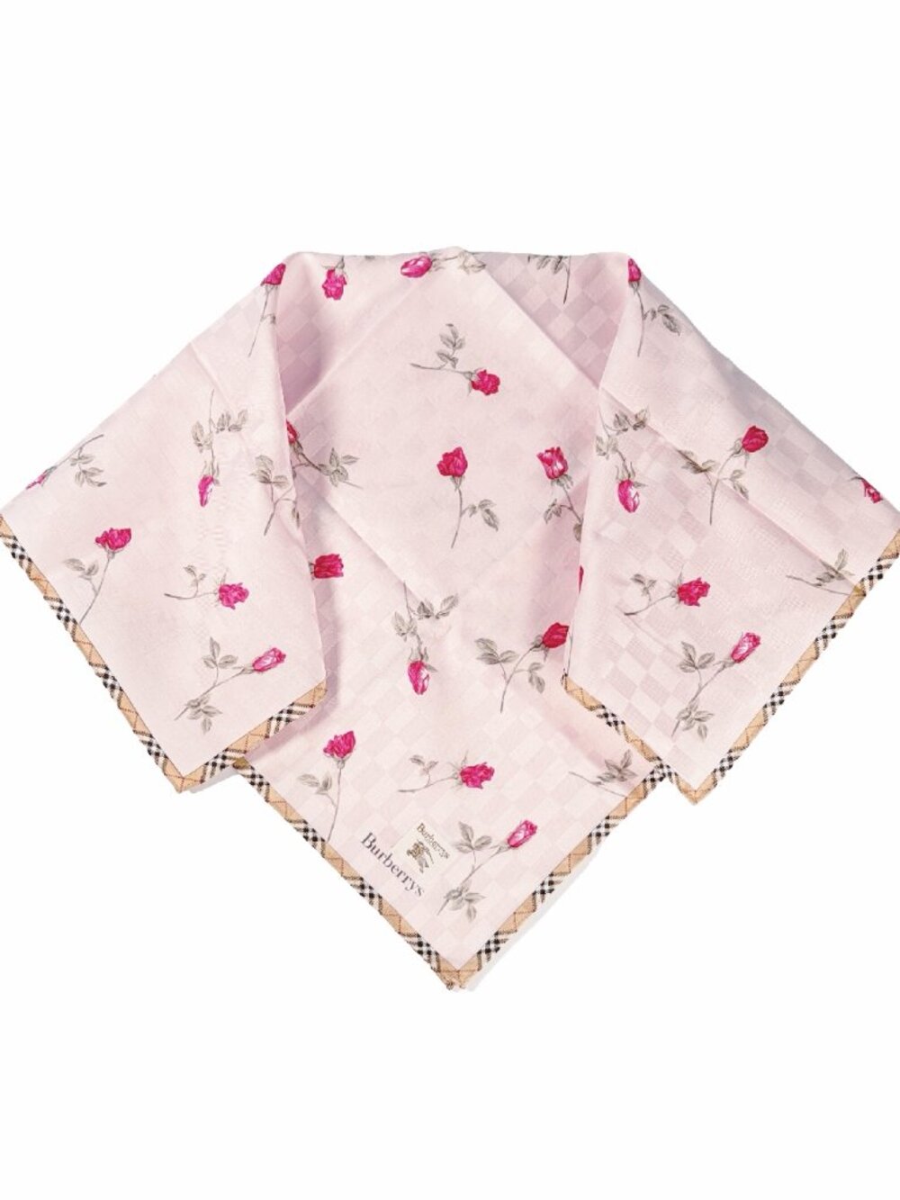 Vintage Burberrys Rose Check Cotton Jacquard Scarf